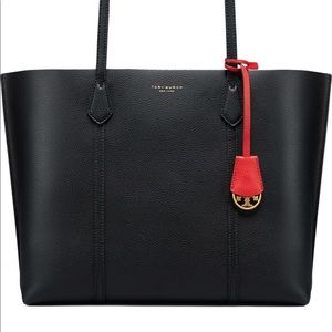 Tory Burch Perry Leather Tote, Black